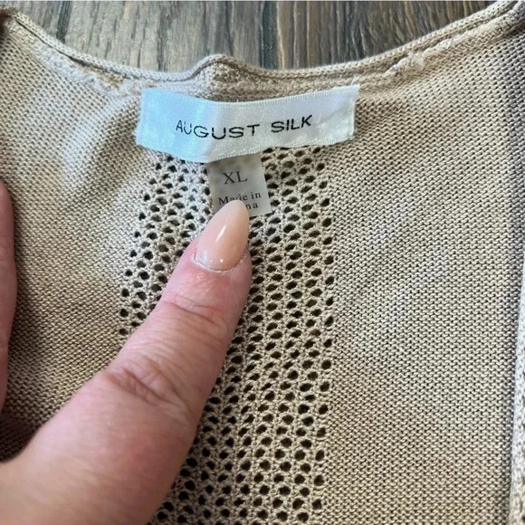 August silk tan open cardigan SZ XL - Picture 3 of 4